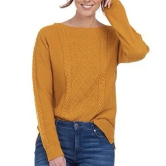 Barbour Stokehold Cable Knit Cotton Crew Neck Sweater Yellow Size 6 - Picture 11 of 11